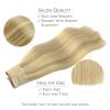 WENNALIFE Wire Hair Extensions (Increase 50% Lifespan) Real Human Hair 18 inch 95g Natural Black Chestnut Brown Remy Hair Extensions Invisible Transparent Wire Real(#16/22 Light Blonde Highlighted Golden Blonde)