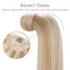 WENNALIFE Wire Hair Extensions (Increase 50% Lifespan) Real Human Hair 18 inch 95g Natural Black Chestnut Brown Remy Hair Extensions Invisible Transparent Wire Real(Pony-#18A/613A Dirty Blonde Highlighted Bleach Blonde)