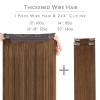 WENNALIFE Wire Hair Extensions (Increase 50% Lifespan) Real Human Hair 18 inch 95g Natural Black Chestnut Brown Remy Hair Extensions Invisible Transparent Wire Real(#5R Light Auburn Brown)