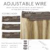 WENNALIFE Wire Hair Extensions (Increase 50% Lifespan) Real Human Hair 18 inch 95g Natural Black Chestnut Brown Remy Hair Extensions Invisible Transparent Wire Real(#8B/60B Ash Brown with Platinum Blonde Highlights)
