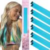 WENNALIFE Hair Tinsel Clip In for Girls Champagne, 6pcs 24 inch Hair Tinsel Clips Tinsel Hair Extensions Clip in Colorful Glitter Tinsel Hair Clips Sparkle Fairy Hair Accessories for Kids(12-#Sky Blue)