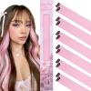 WENNALIFE Hair Tinsel Clip In for Girls Champagne, 6pcs 24 inch Hair Tinsel Clips Tinsel Hair Extensions Clip in Colorful Glitter Tinsel Hair Clips Sparkle Fairy Hair Accessories for Kids(12-#Pink)