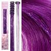 WENNALIFE Hair Tinsel Clip In for Girls Champagne, 6pcs 24 inch Hair Tinsel Clips Tinsel Hair Extensions Clip in Colorful Glitter Tinsel Hair Clips Sparkle Fairy Hair Accessories for Kids(C-#Purple)