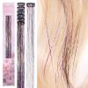 WENNALIFE Hair Tinsel Clip In for Girls Champagne, 6pcs 24 inch Hair Tinsel Clips Tinsel Hair Extensions Clip in Colorful Glitter Tinsel Hair Clips Sparkle Fairy Hair Accessories for Kids(C-#Rainbow)