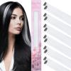 WENNALIFE Hair Tinsel Clip In for Girls Champagne, 6pcs 24 inch Hair Tinsel Clips Tinsel Hair Extensions Clip in Colorful Glitter Tinsel Hair Clips Sparkle Fairy Hair Accessories for Kids(12-#White)