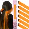 WENNALIFE Hair Tinsel Clip In for Girls Champagne, 6pcs 24 inch Hair Tinsel Clips Tinsel Hair Extensions Clip in Colorful Glitter Tinsel Hair Clips Sparkle Fairy Hair Accessories for Kids(12-#Orange)