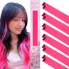 WENNALIFE Hair Tinsel Clip In for Girls Champagne, 6pcs 24 inch Hair Tinsel Clips Tinsel Hair Extensions Clip in Colorful Glitter Tinsel Hair Clips Sparkle Fairy Hair Accessories for Kids(12-#Hot Pink)