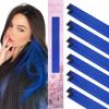 WENNALIFE Hair Tinsel Clip In for Girls Champagne, 6pcs 24 inch Hair Tinsel Clips Tinsel Hair Extensions Clip in Colorful Glitter Tinsel Hair Clips Sparkle Fairy Hair Accessories for Kids(12-#Blue)