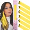 WENNALIFE Hair Tinsel Clip In for Girls Champagne, 6pcs 24 inch Hair Tinsel Clips Tinsel Hair Extensions Clip in Colorful Glitter Tinsel Hair Clips Sparkle Fairy Hair Accessories for Kids(12-#Yellow)