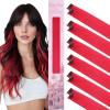 WENNALIFE Hair Tinsel Clip In for Girls Champagne, 6pcs 24 inch Hair Tinsel Clips Tinsel Hair Extensions Clip in Colorful Glitter Tinsel Hair Clips Sparkle Fairy Hair Accessories for Kids(12-#Red)