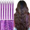 WENNALIFE Hair Tinsel for Girls, Red Fairy Kit 1200 Strands 6PCS 48 Inch Heat Resistant Glitter Hair Extensions Kit Christmas Angel Feathers Sparkle Strands(T-#Light Purple)