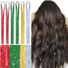 WENNALIFE Hair Tinsel for Girls, Red Fairy Kit 1200 Strands 6PCS 48 Inch Heat Resistant Glitter Hair Extensions Kit Christmas Angel Feathers Sparkle Strands(T-#Chrismas Gold)