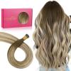 WENNALIFE I Tip Hair Extensions Human Hair, 50g 100s 14 Inch Auburn Ginger Remy Itip Human Hair Extensions Invisible Itips Straight I Tips Fusion Extensions Real Human Hair(I-#3/8/613 Ombre Walnut Brown to Ash Brown and Bleach Blonde)