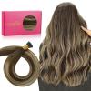 WENNALIFE I Tip Hair Extensions Human Hair, 50g 100s 14 Inch Auburn Ginger Remy Itip Human Hair Extensions Invisible Itips Straight I Tips Fusion Extensions Real Human Hair(I-#4/26/4 Balayage Chocolate Brown to Honey Blonde)