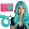 WENNALIFE I Tip Hair Extensions Human Hair, 50g 100s 14 Inch Auburn Ginger Remy Itip Human Hair Extensions Invisible Itips Straight I Tips Fusion Extensions Real Human Hair(I-#Teal Green)