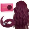 WENNALIFE I Tip Hair Extensions Human Hair, 50g 100s 14 Inch Auburn Ginger Remy Itip Human Hair Extensions Invisible Itips Straight I Tips Fusion Extensions Real Human Hair(M-#530 Light Burgundy)