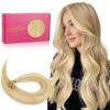 WENNALIFE I Tip Hair Extensions Human Hair, 50g 50s 18 Inch Dark Brown Remy Itip Human Hair Extensions Invisible Itips Straight I Tips Fusion Extensions Real Human Hair(U-#16/22 Light Blonde Highlighted Golden Blonde)
