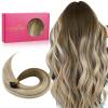 WENNALIFE I Tip Hair Extensions Human Hair, 50g 50s 18 Inch Dark Brown Remy Itip Human Hair Extensions Invisible Itips Straight I Tips Fusion Extensions Real Human Hair(U-#3/8/613 Ombre Walnut Brown to Ash Brown and Bleach Blonde)