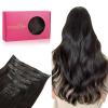 WENNALIFE Seamless Clip In Hair Extensions, 16 Inch 130g 7pcs Dark Brown Hair Extensions Clip in Human Hair Invisible PU Skin Weft Natural Remy Human Hair Extensions