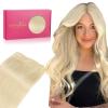 WENNALIFE Sew in Hair Extensions Real Human Hair, 18 Inch 90g Natural Black Machine Weft Remy Hair Hand Tied Weft Straight Extensiones De Cabello Hmano(#60A Platinum Blonde)