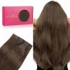 WENNALIFE Sew in Hair Extensions Real Human Hair, 18 Inch 90g Natural Black Machine Weft Remy Hair Hand Tied Weft Straight Extensiones De Cabello Hmano(Ge-#5 Light Ash Brown)