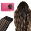 WENNALIFE Sew in Hair Extensions Real Human Hair, 18 Inch 90g Natural Black Machine Weft Remy Hair Hand Tied Weft Straight Extensiones De Cabello Hmano(#1B/6/1B Balayage Natural Black to Chestnut Brown)