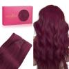 WENNALIFE Sew in Hair Extensions Real Human Hair, 18 Inch 90g Natural Black Machine Weft Remy Hair Hand Tied Weft Straight Extensiones De Cabello Hmano(Ge-#530 Light Burgundy)