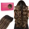WENNALIFE Sew in Hair Extensions Real Human Hair, 18 Inch 90g Natural Black Machine Weft Remy Hair Hand Tied Weft Straight Extensiones De Cabello Hmano(#2/6/2 Balayage Dark Brown Mixed Chestnut Brown)