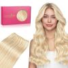 WENNALIFE Sew in Hair Extensions Real Human Hair, 18 Inch 90g Natural Black Machine Weft Remy Hair Hand Tied Weft Straight Extensiones De Cabello Hmano(#18F/60A Balayage Light Wheat Platinum Blonde)