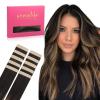 WENNALIFE Tape in Hair Extensions Human Hair Balayage Natural Black to Chestnut Brown Tape in Extensions, 10pcs 25g 18 inch Remy Invisible Tape Ins Straight Soft Real Human Hair Tape in Extensions
