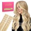 WENNALIFE Tape in Hair Extensions Human Hair Light Blonde Highlighted Golden Blonde Tape in Extensions, 10pcs 25g 18 inch Remy Invisible Tape Ins Straight Soft Real Human Hair Tape in Extensions