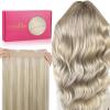 WENNALIFE Wire Hair Extensions (Increase 50% Lifespan) Real Human Hair 18 inch 95g Light Dark Brown Remy Wire Hair Extensions Invisible Transparent Fish Line Straight Real(#17A/60A Ash Blonde Highlighted Platinum Blonde)