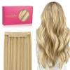 WENNALIFE Wire Hair Extensions (Increase 50% Lifespan) Real Human Hair 18 inch 95g Light Dark Brown Remy Wire Hair Extensions Invisible Transparent Fish Line Straight Real(#16/22 Light Blonde Highlighted Golden Blonde)