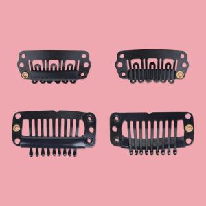 WENNALIFE 4 Dark Brown Replacement Clips for Clip in Hair Extensions Sturdy for Wire Hair Stainless Steel(Black-Clips)