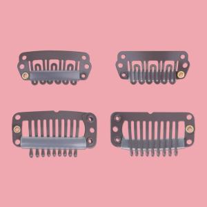 WENNALIFE 4 Dark Brown Replacement Clips for Clip in Hair Extensions Sturdy for Wire Hair Stainless Steel(Brown-Clips)