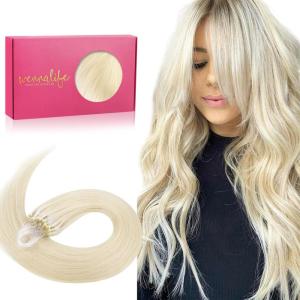 WENNALIFE I Tip Hair Extensions Human Hair, 50g 100s 14 Inch Auburn Ginger Remy Itip Human Hair Extensions Invisible Itips Straight I Tips Fusion Extensions Real Human Hair(M-#60A Platinum Blonde)