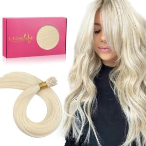 WENNALIFE I Tip Hair Extensions Human Hair, 50g 100s 14 Inch Auburn Ginger Remy Itip Human Hair Extensions Invisible Itips Straight I Tips Fusion Extensions Real Human Hair(N-#60A Platinum Blonde)