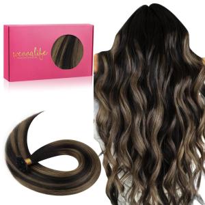 WENNALIFE I Tip Hair Extensions Human Hair, 50g 50s 18 Inch Dark Brown Remy Itip Human Hair Extensions Invisible Itips Straight I Tips Fusion Extensions Real Human Hair(U-#1B/6/1B Balayage Natural Black to Chestnut Brown)
