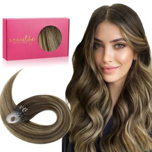 WENNALIFE I Tip Hair Extensions Human Hair, 50g 50s 18 Inch Dark Brown Remy Itip Human Hair Extensions Invisible Itips Straight I Tips Fusion Extensions Real Human Hair(M-#4/27/4 Balayage Chocolate Brown to Caramel Blonde)