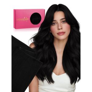 WENNALIFE Sew in Hair Extensions Real Human Hair, 18 Inch 90g Natural Black Machine Weft Remy Hair Hand Tied Weft Straight Extensiones De Cabello Hmano(2.0Ge-#1 Jet Black)