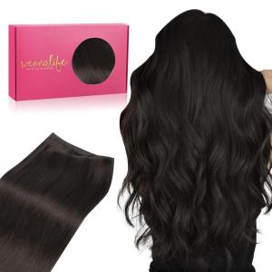 WENNALIFE Sew in Hair Extensions Real Human Hair, 18 Inch 90g Natural Black Machine Weft Remy Hair Hand Tied Weft Straight Extensiones De Cabello Hmano(#1B Natural Black)