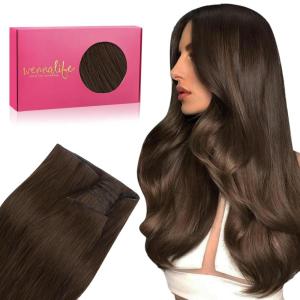 WENNALIFE Sew in Hair Extensions Real Human Hair, 18 Inch 90g Natural Black Machine Weft Remy Hair Hand Tied Weft Straight Extensiones De Cabello Hmano(Ge-#4 Chocolate Brown)