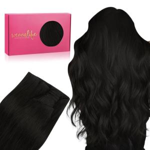 WENNALIFE Sew in Hair Extensions Real Human Hair, 18 Inch 90g Natural Black Machine Weft Remy Hair Hand Tied Weft Straight Extensiones De Cabello Hmano(Ge-#1B Natural Black)