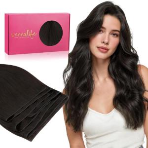 WENNALIFE Sew in Hair Extensions Real Human Hair, 18 Inch 90g Natural Black Machine Weft Remy Hair Hand Tied Weft Straight Extensiones De Cabello Hmano(Ge-#2 Dark Brown)