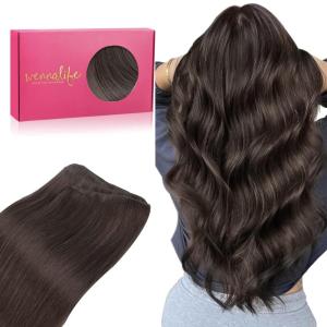 WENNALIFE Sew in Hair Extensions Real Human Hair, 18 Inch 90g Natural Black Machine Weft Remy Hair Hand Tied Weft Straight Extensiones De Cabello Hmano(#2 Dark Brown)