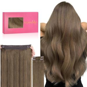 WENNALIFE Wire Hair Extensions (Increase 50% Lifespan) Real Human Hair 18 inch 95g Balayage Chocolate Brown to Honey Blonde Remy Wire Hair Extensions Invisible Transparent Real(#5 Light Ash Brown)