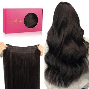 WENNALIFE Wire Hair Extensions (Increase 50% Lifespan) Real Human Hair 18 inch 95g Light Dark Brown Remy Wire Hair Extensions Invisible Transparent Fish Line Straight Real(#2 Dark Brown)