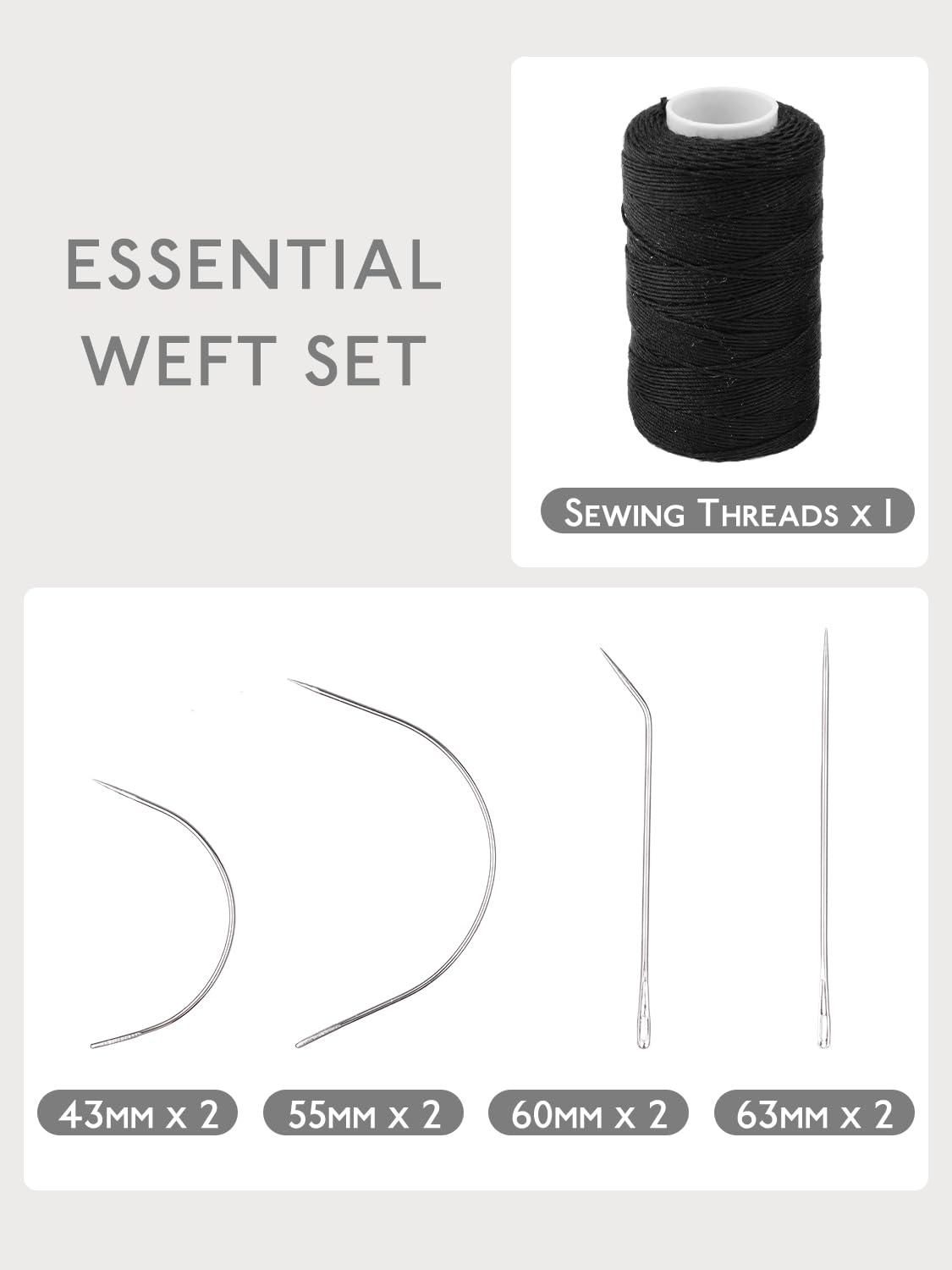 imageWENNALIFE Sew in Hair Extension Kit Hair Extension Tools 200 PCS Blonde Micro Ring Beads 1 Pulling Needle 1 Loop Needle 1 Plier 1 Thread 4 Curved Needles 2 Straight Needles 2 JneedlesBlack