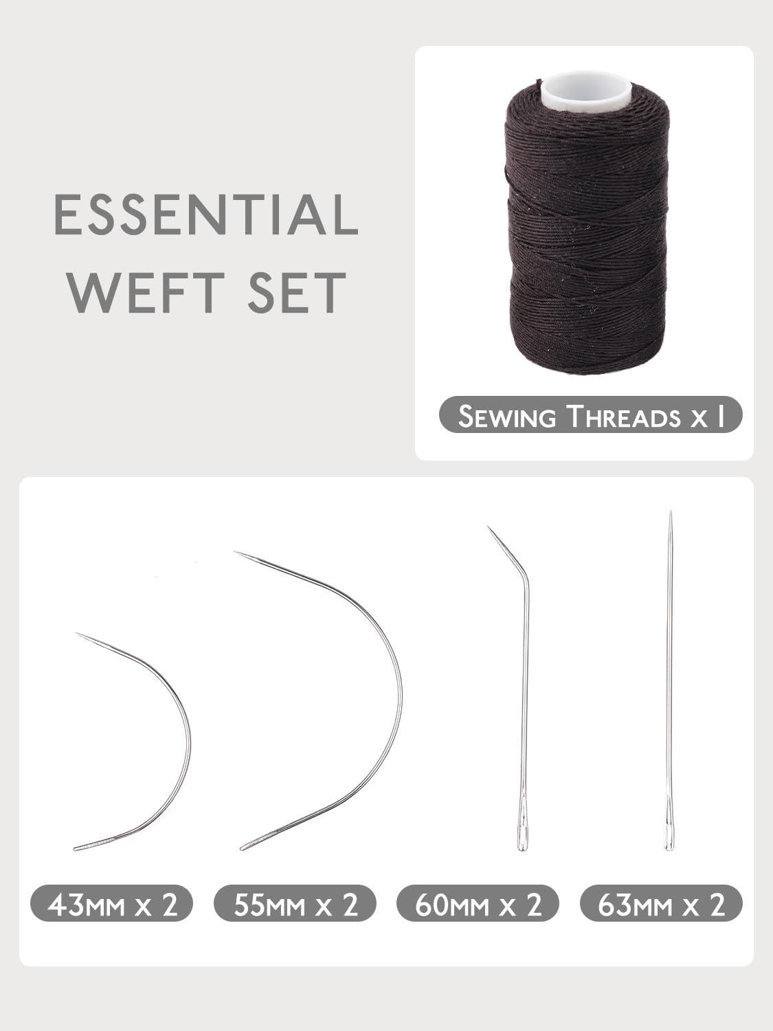 imageWENNALIFE Sew in Hair Extension Kit Hair Extension Tools 200 PCS Blonde Micro Ring Beads 1 Pulling Needle 1 Loop Needle 1 Plier 1 Thread 4 Curved Needles 2 Straight Needles 2 JneedlesBrown