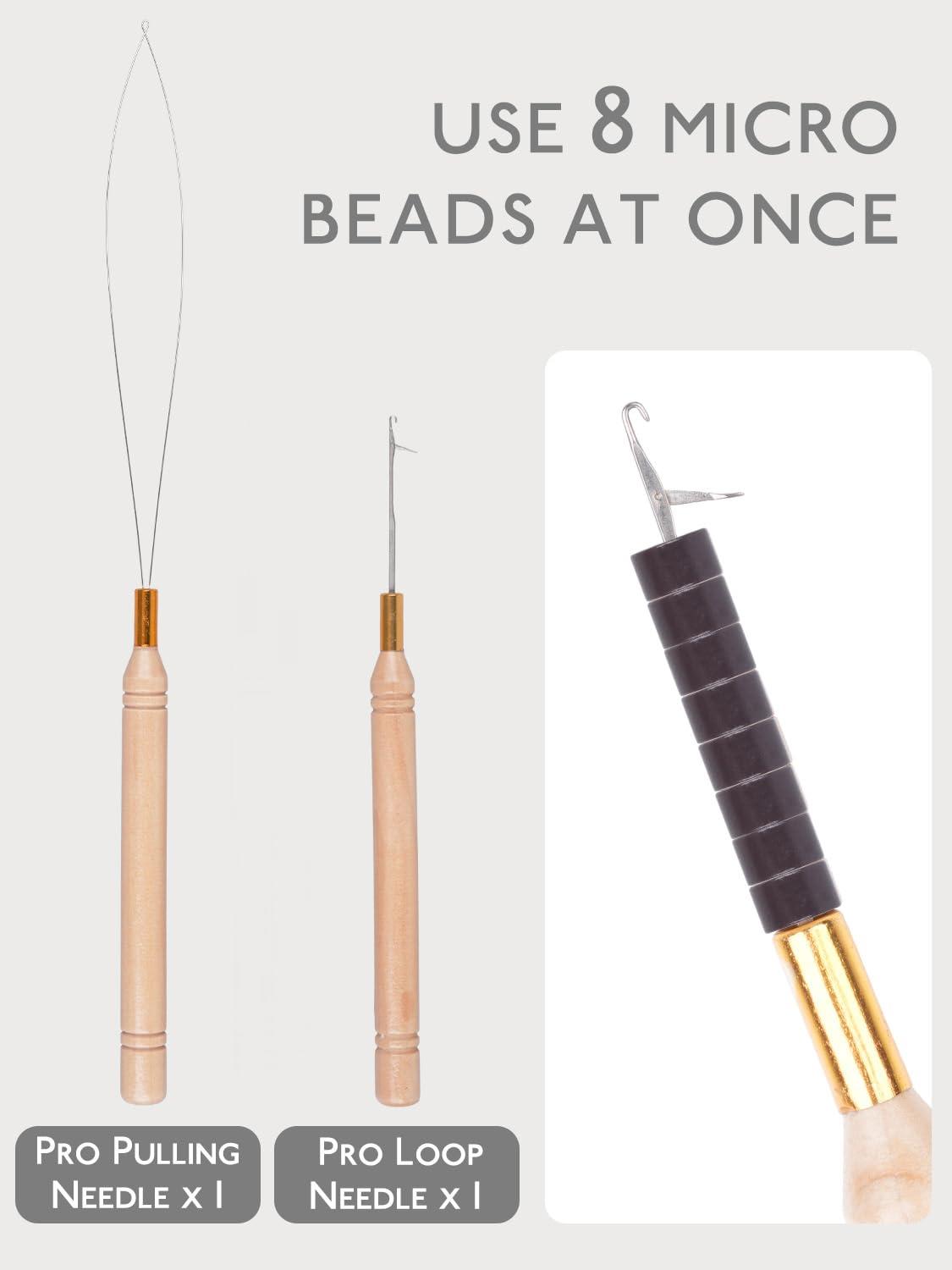 imageWENNALIFE Sew in Hair Extension Kit Hair Extension Tools 200 PCS Blonde Micro Ring Beads 1 Pulling Needle 1 Loop Needle 1 Plier 1 Thread 4 Curved Needles 2 Straight Needles 2 JneedlesBrown